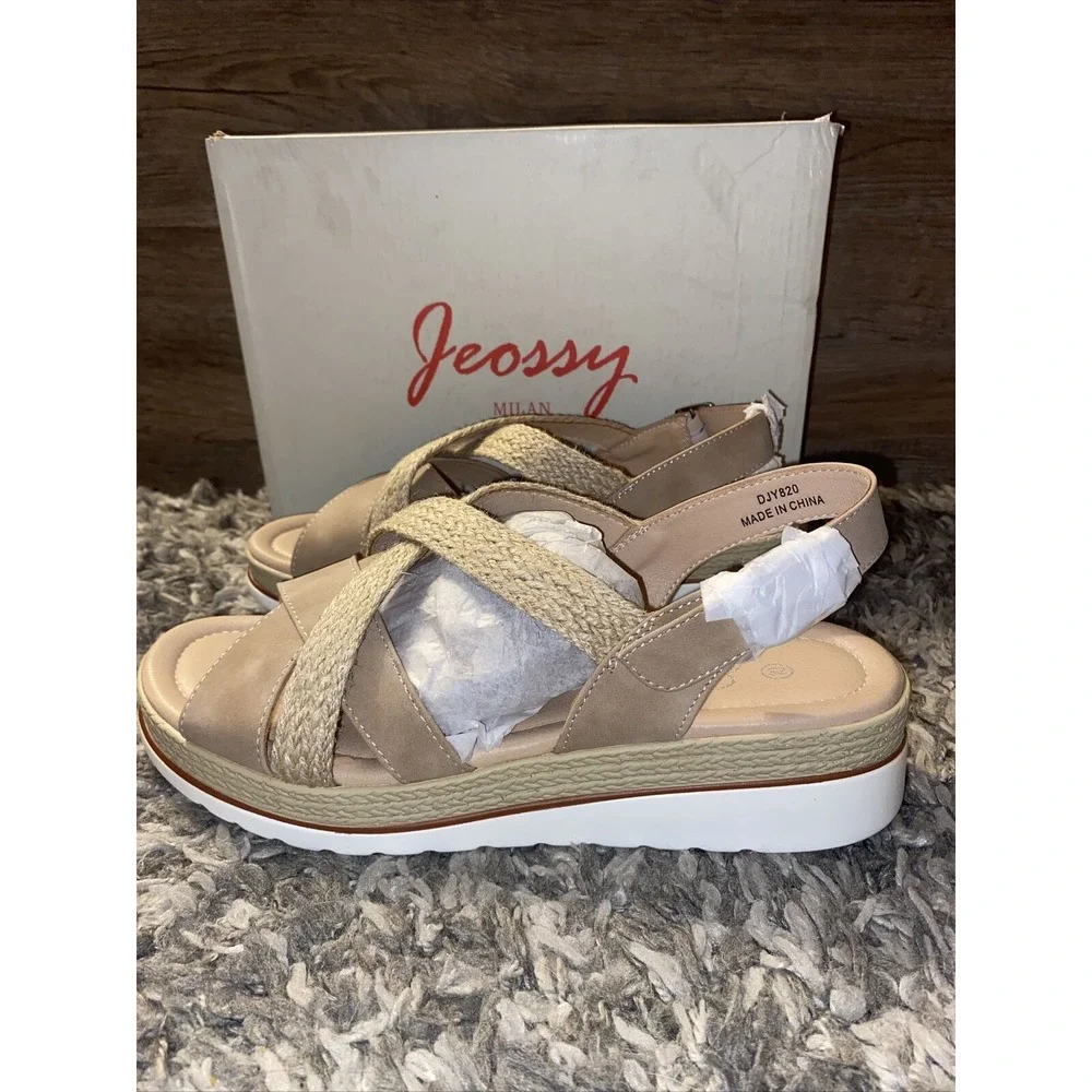 NIB Jeossy Women's Espadrille Wedge Sandals, sz‎ 10
